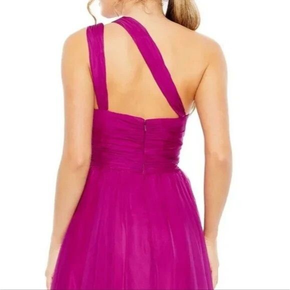 Mac Duggal Magenta Strappy One Should‎ A-Line Gown Sz 0 $498 55820 NEW - Picture 3 of 7